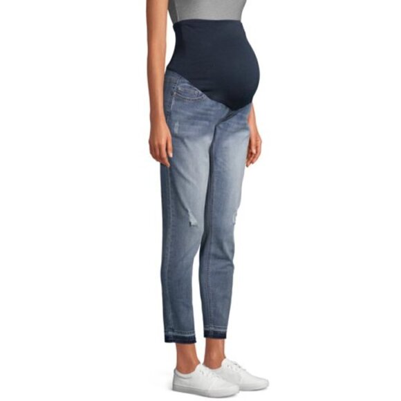 Time and Tru Maternity Straight Leg Jeans Light Wash - Picture 1 of 15